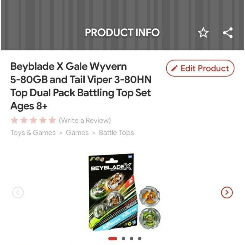 Beyblade X Gale Wyvern 5-80GB & Tail Viper 3-80HN Dual Pack Top New in Package